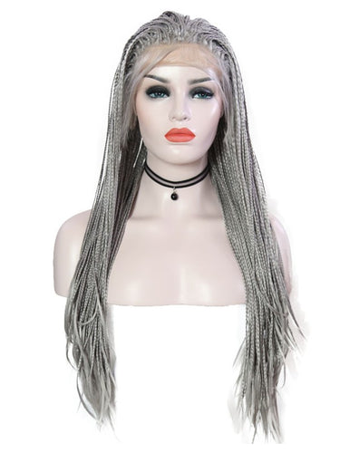 Metal Grey Braided Lace Front Wig 094