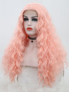 Sweet Light Pink Wavy Lace Front Wig 053