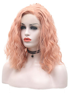 Sweet Pink Curly Lace Front Wig 014