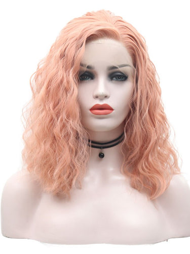 Sweet Pink Curly Lace Front Wig 014