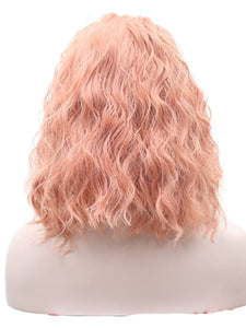 Sweet Pink Curly Lace Front Wig 014