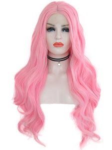 Cherry Blossom Pink Wavy Lace Front Wig 087