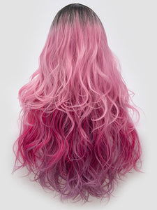 Mixed Pink Wavy Regular Wig 748