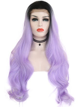 Load image into Gallery viewer, 26&quot; Rooted Pastel Violet Wavy Lace Front Wig 083