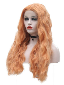 Orange Pink Wavy Lace Front Wig 024