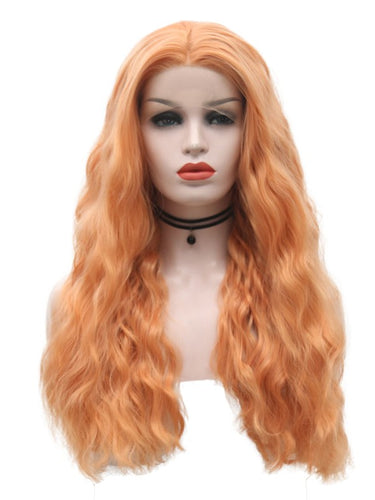 Orange Pink Wavy Lace Front Wig 024