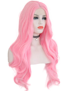 Cherry Blossom Pink Wavy Lace Front Wig 087