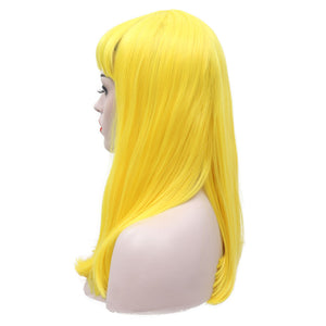 Lemon Yellow Lace Front Wig With Bang 017