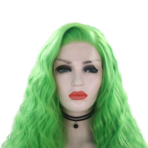 Mantis Green Wavy Lace Front Wig 005
