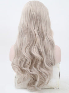 Light Gray Wavy Lace Front Wig 080