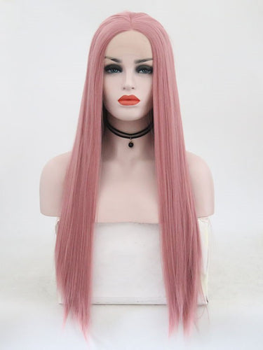 Pastel Pink Straight Lace Front Wig 044
