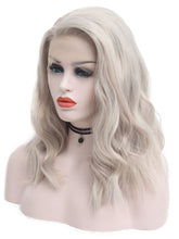 Load image into Gallery viewer, Icy Blonde Light Grey Bob Wavy Lace Front Wig 001