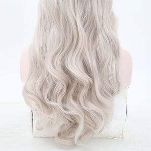 Light Gray Wavy Lace Front Wig 080