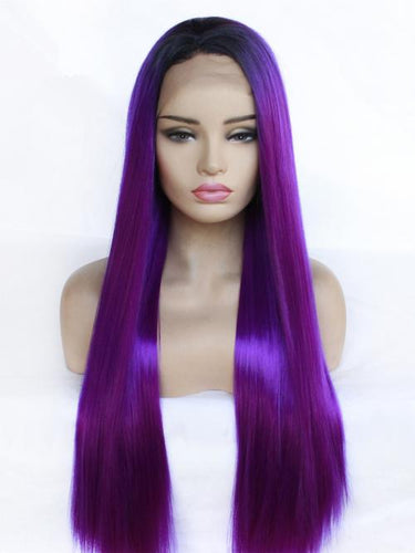 Rooted Mysterious Purple Lace Front Wig 168