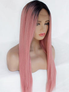 Rooted Smoke Pink Lace Front Wig 393