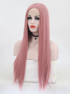 Pastel Pink Straight Lace Front Wig 044