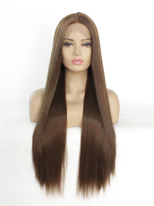 26" 8# Light Chestnut Brown Lace Front Wig 473