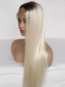 Rooted Platinum Blonde Lace Front Wig 424