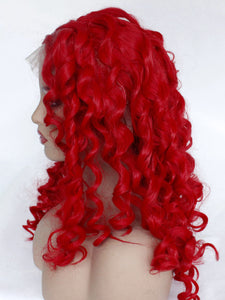 26“ Red Curly Lace Front Wig 550