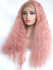 26" Smoky Pink Wavy Lace Front Wig 471