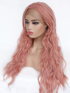 26" Pink Slight Wave Lace Front Wig 551