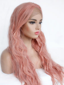 26" Pink Slight Wave Lace Front Wig 551