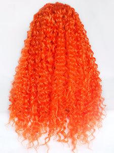 Fire Orange Curly Lace Front Wig 591