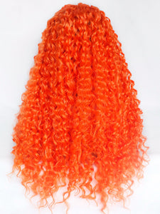 Fire Orange Curly Lace Front Wig 591