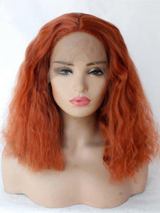 Copper Brown Short Wavy Lace Front Wig 418