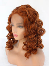 Load image into Gallery viewer, 14“ Light Auburn Curly Lace Front Wig 584