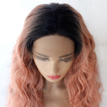 Load image into Gallery viewer, Rooted Sweet Pink Wavy Lace Front Wig 003
