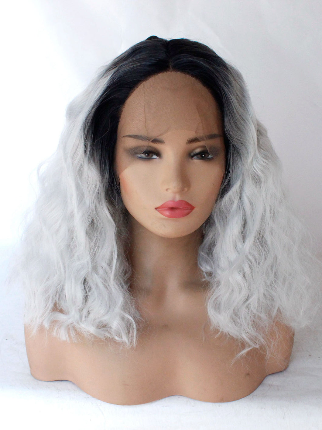12“ Rooted Light Grey Lace Front Wig 440