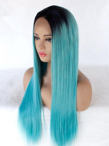 26" Rooted Blue Lace Front Wig 389