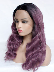 16" Rooted Purple Lace Front Wig 399