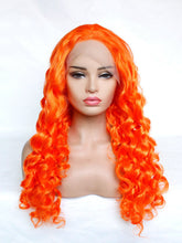 Load image into Gallery viewer, 26&quot; Hot Orange Curly Lace Front Wig 484