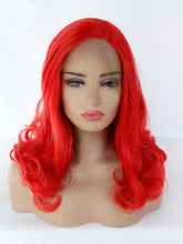 Load image into Gallery viewer, 14” Hot Red Wavy Lace Front Wig 606
