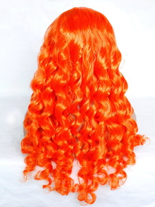 26" Hot Orange Curly Lace Front Wig 484