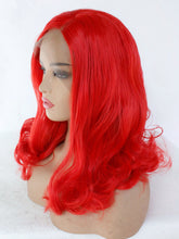 Load image into Gallery viewer, 14” Hot Red Wavy Lace Front Wig 606