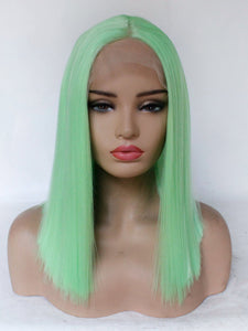 12" Bright Green Bob Lace Front Wig 465