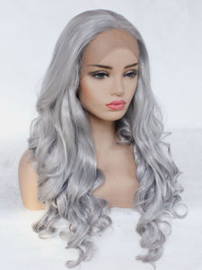 26" Metal Gray Wavy Lace Front Wig 480