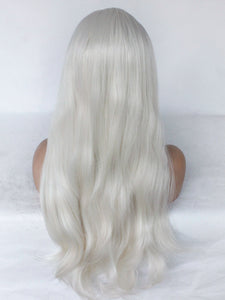 26" 60# Silver White Natural Wave Lace Front Wig 482