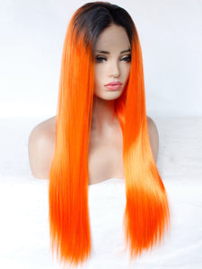 Rooted Orange Lace Front Wig 614
