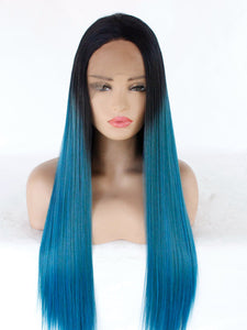 Rooted Mixed Blue Lace Front Wig 426