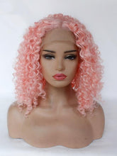 Load image into Gallery viewer, 22&quot; Sweet Pink Curly Lace Front Wig 416