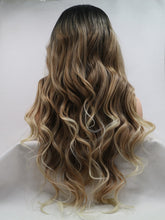 Load image into Gallery viewer, Rooted Ombre Brown Wavy Lace Front Wig 381