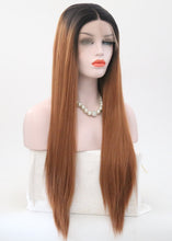 Load image into Gallery viewer, Black Root Medium Auburn Lace Front Wig 063