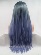 Load image into Gallery viewer, Rooted Gradient Ombre Blue Lace Front Wig 371