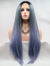 Load image into Gallery viewer, Rooted Gradient Ombre Blue Lace Front Wig 371