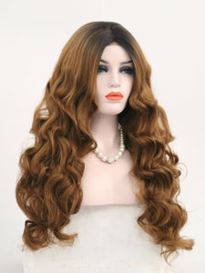 Rooted Chestnut Brown Wavy Lace Front Wig 131