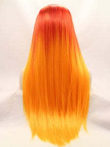 26" Sunset Orange Lace Front Wig 536